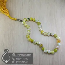 تسبیح عقیق زرد برفی 33 دانه تراش دار _ کد : 500087 | جواهر لوکس
