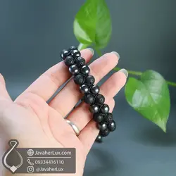 دستبند سنگ حدید و لاوا اصل دو رج بافت اسپرت مدل شاهزاده شب
