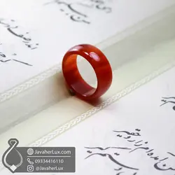 حلقه سنگی پهن عقیق قرمز اصل جواهر لوکس _ کد 401049