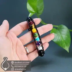 دستبند چرم هفت چاکرا مناسب هاله درمانی | جواهر لوکس