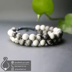 دستبند سنگ جاسپر پیکاسو و هولیت سفید دورج بافت | جواهر لوکس