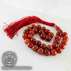 تسبیح 33 دانه عقیق قرمز تراش کروی _ کد : 500075 | جواهر لوکس