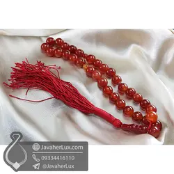 تسبیح 33 دانه عقیق قرمز تراش کروی _ کد : 500075 | جواهر لوکس