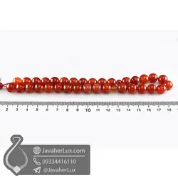تسبیح 33 دانه عقیق قرمز تراش کروی _ کد : 500075 | جواهر لوکس