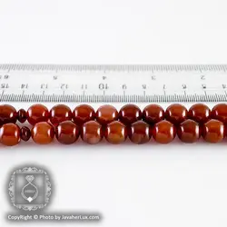 تسبیح 33 دانه عقیق قرمز تراش کروی _ کد : 500075 | جواهر لوکس