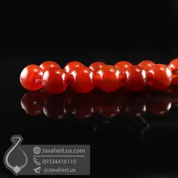 تسبیح 33 دانه عقیق قرمز تراش کروی _ کد : 500075 | جواهر لوکس