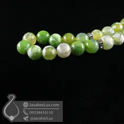 تسبیح 33 دانه عقیق برفی سبز _ کد : 500073 | جواهر لوکس