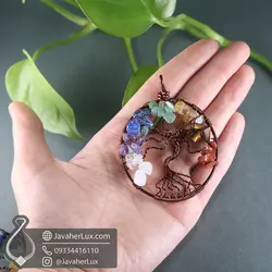 گردنبند هفت سنگ چاکرا درخت زندگی بزرگ 7 Chakra Tree of Life