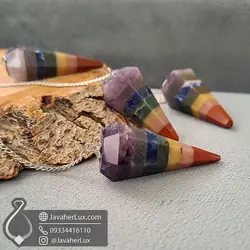شاقول هفت سنگ چاکرا مدل پندولوم 7 Chakra Pendulum _ کد 400512 | جواهر لوکس