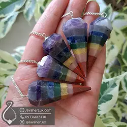 شاقول هفت سنگ چاکرا مدل پندولوم 7 Chakra Pendulum _ کد 400512 | جواهر لوکس