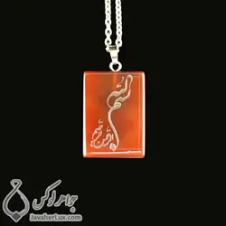 گردنبند عقیق قرمز حکاکی بسم الله الرحمن الرحیم _ کد : 400342 | جواهر لوکس