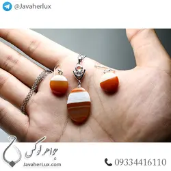 نیم ست زنانه عقیق مدل پاو _ کد : 400309 | جواهر لوکس