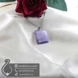 گردنبند سنگ آمتیست زیبا و معدنی تراش مستطیل مدل برشان 400275