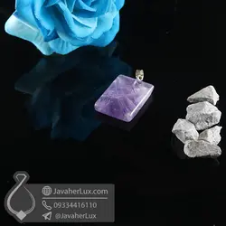 گردنبند سنگ آمتیست زیبا و معدنی تراش مستطیل مدل برشان 400275