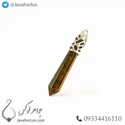 گردنبند سنگ چشم ببر مدل منشور _ کد : 400218 | جواهر لوکس