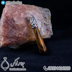 گردنبند سنگ چشم ببر مدل منشور _ کد : 400218 | جواهر لوکس