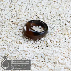 انگشتر تمام سنگ عقیق قهوه ای مدل آطا _ کد : 400080 | جواهر لوکس