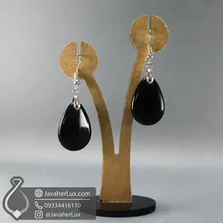 نیم ست زنانه سنگ عقیق سیاه اونیکس اصل و طبیعی مدل _ کد : 200182 | جواهر لوکس