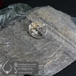 گردنبند سنگ سیترین درخت زندگی کوچک _ کد : 400628