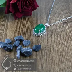 گردنبند نقره زنانه عقیق سبز _ کد : 100651