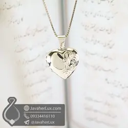 گردنبند نقره قاب عکسی طرح قلب _ کد : 100574 | جواهر لوکس