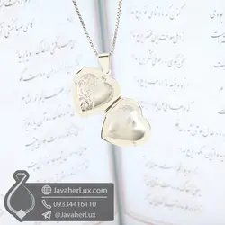 گردنبند نقره قاب عکسی طرح قلب _ کد : 100574 | جواهر لوکس