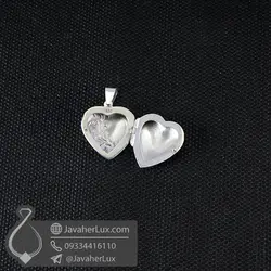 گردنبند نقره قاب عکسی طرح قلب _ کد : 100574 | جواهر لوکس