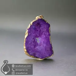 گردنبند سنگ ژئود کوارتز بنفش آمیتیست _ کد : 400488 | جواهر لوکس