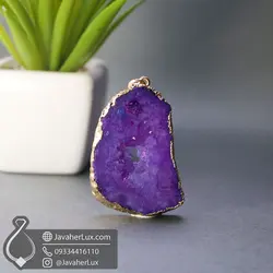 گردنبند سنگ ژئود کوارتز بنفش آمیتیست _ کد : 400488 | جواهر لوکس