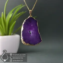 گردنبند سنگ ژئود کوارتز بنفش آمیتیست _ کد : 400488 | جواهر لوکس