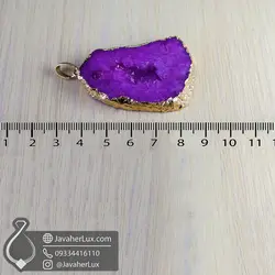 گردنبند سنگ ژئود کوارتز بنفش آمیتیست _ کد : 400488 | جواهر لوکس