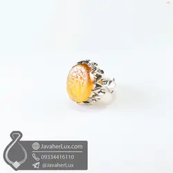 انگشتر نقره مردانه عقیق زرد با حکاکی یا امام رئوف _ کد : 100563 | جواهر لوکس
