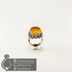 انگشتر نقره مردانه عقیق زرد با حکاکی یا امام رئوف _ کد : 100563 | جواهر لوکس