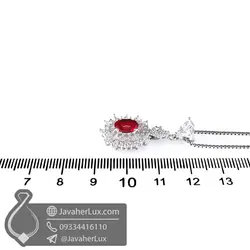 گردنبند نقره زنانه طرح یاقوت قرمز _ کد : 100546 | جواهر لوکس