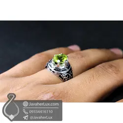 انگشتر نقره اسپرت مردانه زبرجد _ کد : 100541 | جواهر لوکس