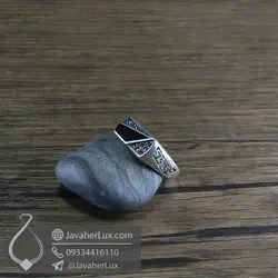 انگشتر نقره مردانه عقیق سیاه اسپرت _ کد : 100527 | جواهر لوکس