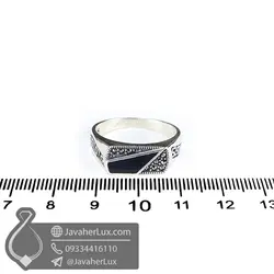 انگشتر نقره مردانه عقیق سیاه اسپرت _ کد : 100527 | جواهر لوکس