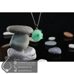 گردنبند سنگ کوارتز سبز مدل روماک _ کد : 400402 | جواهر لوکس