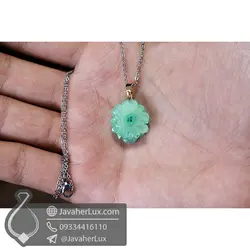 گردنبند سنگ کوارتز سبز مدل روماک _ کد : 400402 | جواهر لوکس