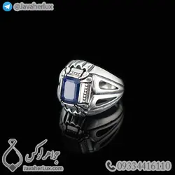 انگشتر یاقوت کبود مردانه _ کد : 100471 | جواهر لوکس