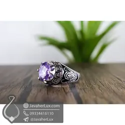 انگشتر نقره مردانه آمتیست مدل راشا _ کد : 100501 | جواهر لوکس