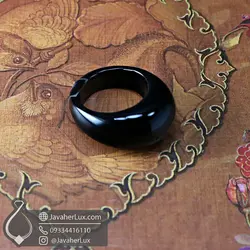 انگشتر تمام سنگ عقیق سیاه ( اونیکس ) _ کد : 400335 | جواهر لوکس