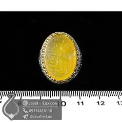 انگشتر نقره مردانه عقیق زرد حکاکی یا علی الا‌علی _ کد : 100493 | جواهر لوکس