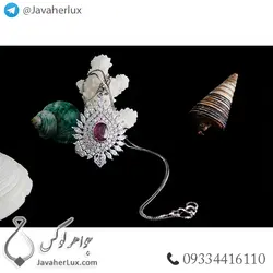 گردنبند نقره زنانه یاقوت سرخ مدل بارشین _ کد : 100418 | جواهر لوکس