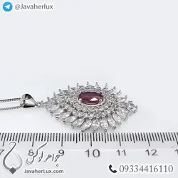 گردنبند نقره زنانه یاقوت سرخ مدل بارشین _ کد : 100418 | جواهر لوکس