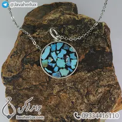 گردنبند نقره فیروزه طبیعی مدل بهاور _ کد : 100363 | جواهر لوکس