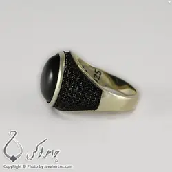 انگشتر نقره مردانه عقیق سیاه مدل کراب _ کد : 100315 | جواهر لوکس