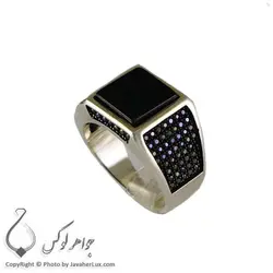 انگشتر نقره مردانه عقیق سیاه مدل چارن _ کد : 100309 | جواهر لوکس