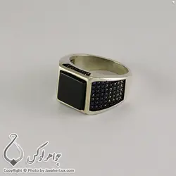 انگشتر نقره مردانه عقیق سیاه مدل چارن _ کد : 100309 | جواهر لوکس