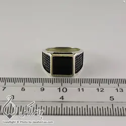 انگشتر نقره مردانه عقیق سیاه مدل چارن _ کد : 100309 | جواهر لوکس